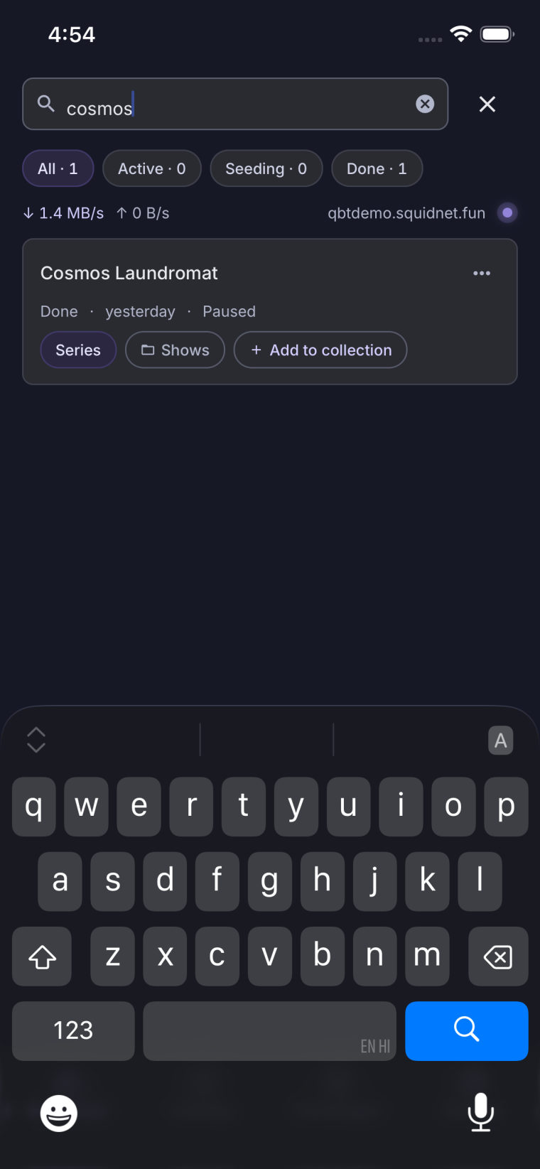 Searching the downloads list