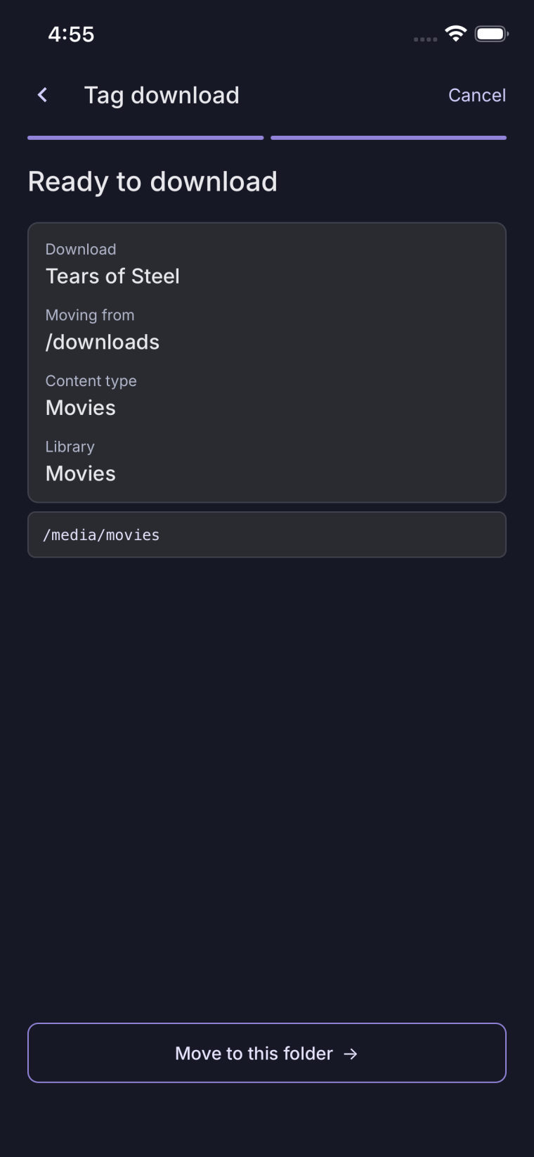 Routing a download into a Jellyfin library